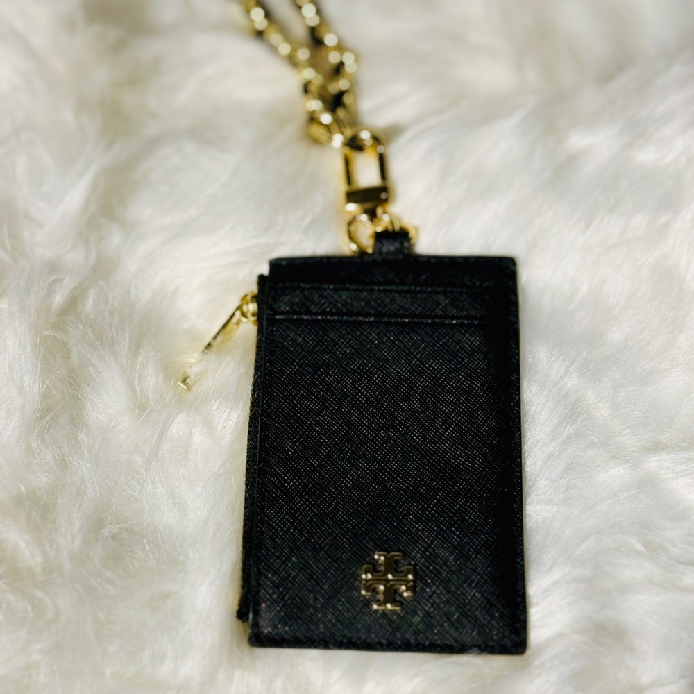 Black Card Holder with Gold Chain
